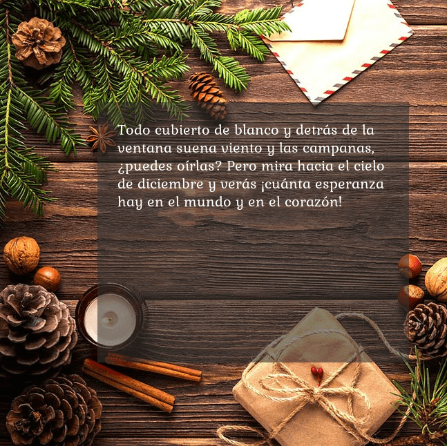 Tarjeta navideña con piñas y rama de abeto