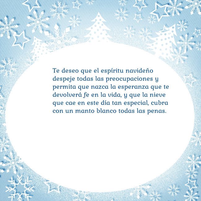 Tarjeta con abetos y copos de nieve