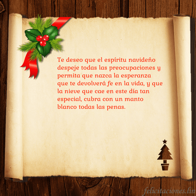 Tarjeta de Navidad sobre madera y pergamino