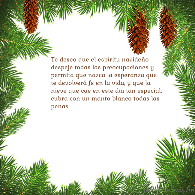 Tarjeta con conos de abeto Te deseo que el espíritu navideño despeje todas la Tarjeta con conos de abeto