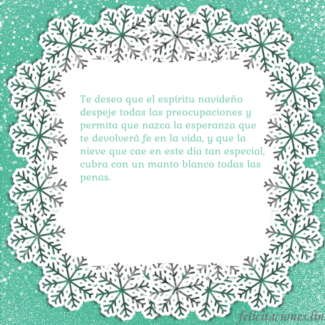 Tarjeta con copos de nieve Te deseo que el espíritu navideño despeje todas la Tarjeta con copos de nieve