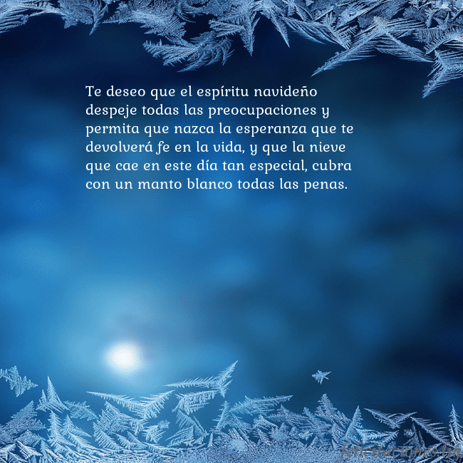 Tarjeta azul con escarcha Te deseo que el espíritu navideño despeje todas la Tarjeta azul con escarcha