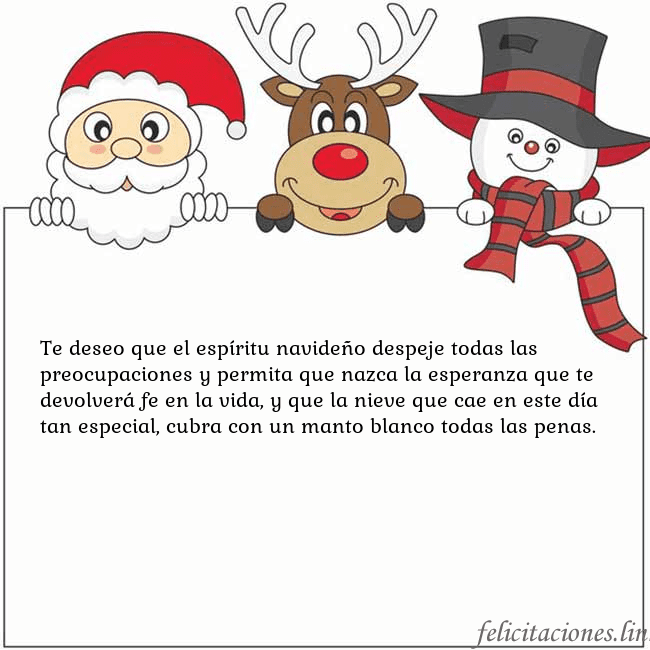 Tarjeta con santa claus, ciervos y monigote de nieve Te deseo que el espíritu navideño despeje todas la Tarjeta con santa claus, ciervos y monigote de nieve