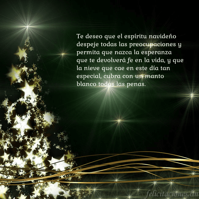 Tarjeta de Navidad verde con árbol dorado brillante Te deseo que el espíritu navideño despeje todas la Tarjeta de Navidad verde con árbol dorado brillante