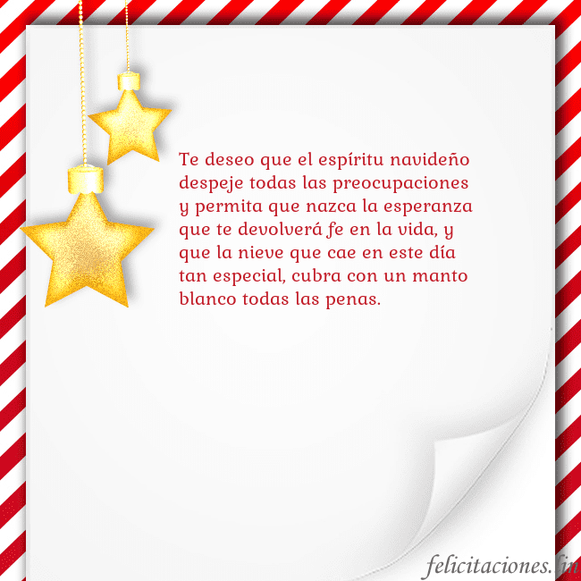Tarjeta con estrellas doradas Te deseo que el espíritu navideño despeje todas la Tarjeta con estrellas doradas