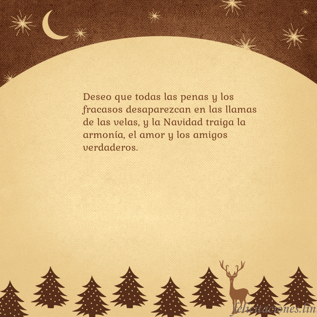 Tarjeta marrón con ciervos y abetos