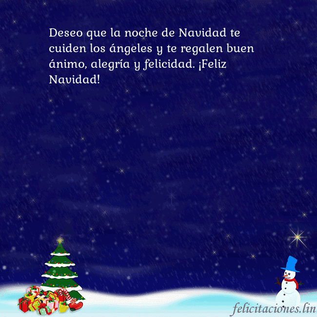 Tarjeta de felicitación con un muñeco de nieve, un árbol de Navidad y regalos