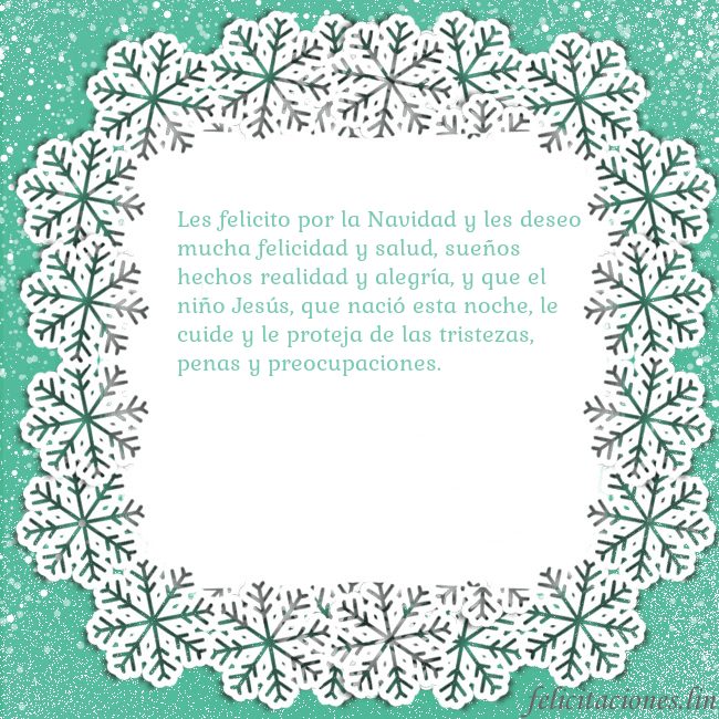 Tarjeta con copos de nieve Les felicito por la Navidad y les deseo mucha feli Tarjeta con copos de nieve