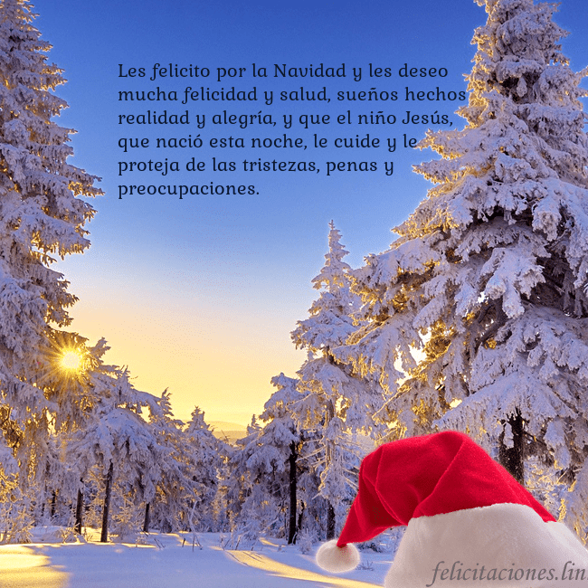 Tarjetas electrónicas de Navidad con bosque nevado Les felicito por la Navidad y les deseo mucha feli Tarjetas electrónicas de Navidad con bosque nevado
