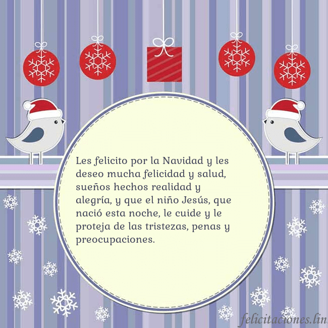Tarjeta con pájaros navideños Les felicito por la Navidad y les deseo mucha feli Tarjeta con pájaros navideños