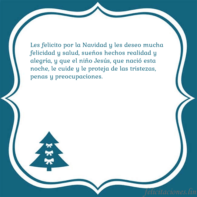 Tarjeta con un árbol de Navidad azul Les felicito por la Navidad y les deseo mucha feli Tarjeta con un árbol de Navidad azul