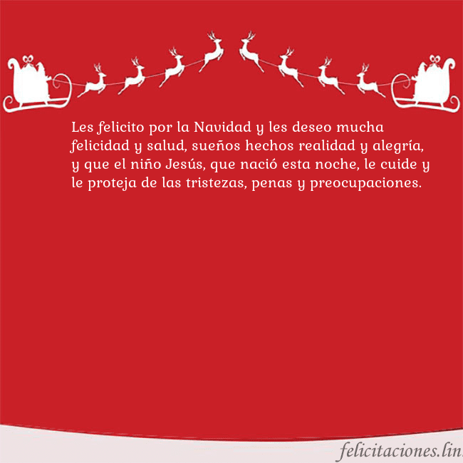 Postal roja con ciervos Les felicito por la Navidad y les deseo mucha feli Postal roja con ciervos