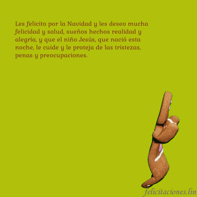 Postal electrónica animada con pan de jengibre bailando Les felicito por la Navidad y les deseo mucha feli Postal electrónica animada con pan de jengibre bailando