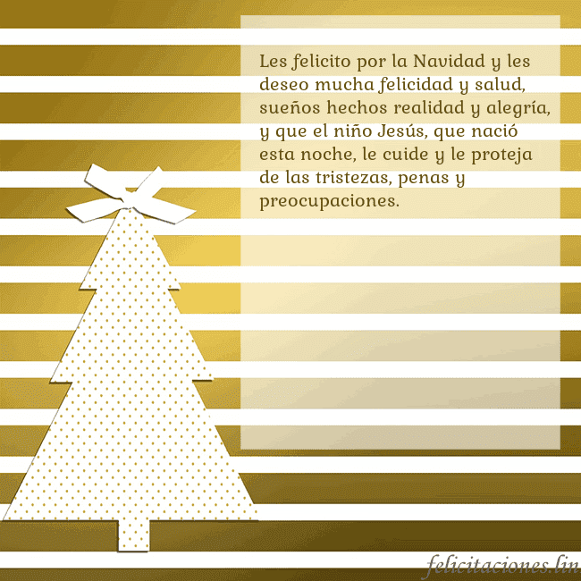 Tarjeta de felicitación de árbol de Navidad dorado brillante Les felicito por la Navidad y les deseo mucha feli Tarjeta de felicitación de árbol de Navidad dorado brillante