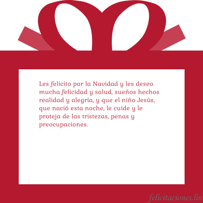 Tarjeta de felicitación - un regalo rojo Les felicito por la Navidad y les deseo mucha feli Tarjeta de felicitación - un regalo rojo