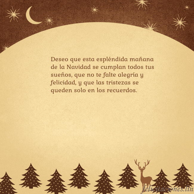 Tarjeta marrón con ciervos y abetos