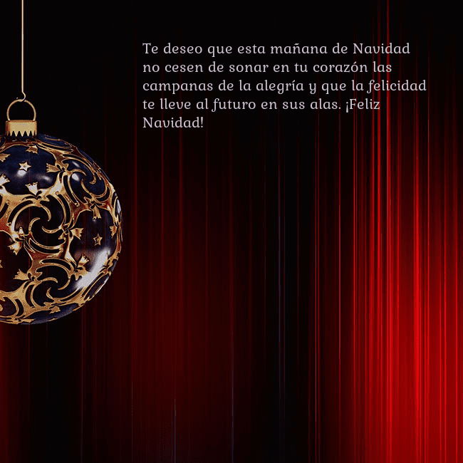 Tarjeta roja con un lujoso juguete de árbol de Navidad