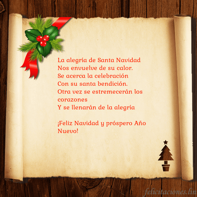 Tarjeta de Navidad sobre madera y pergamino La alegría de Santa Navidad
Nos envuelve de su ca Tarjeta de Navidad sobre madera y pergamino