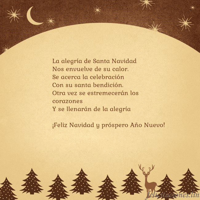 Tarjeta marrón con ciervos y abetos