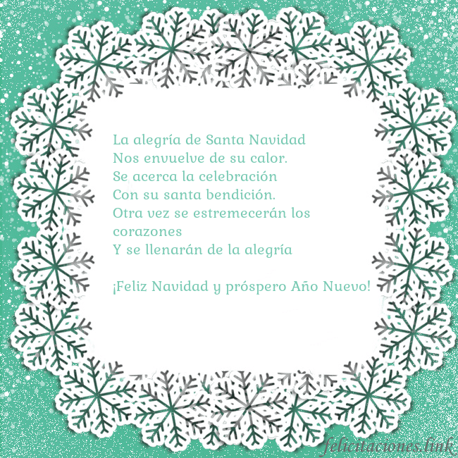 Tarjeta con copos de nieve La alegría de Santa Navidad
Nos envuelve de su ca Tarjeta con copos de nieve