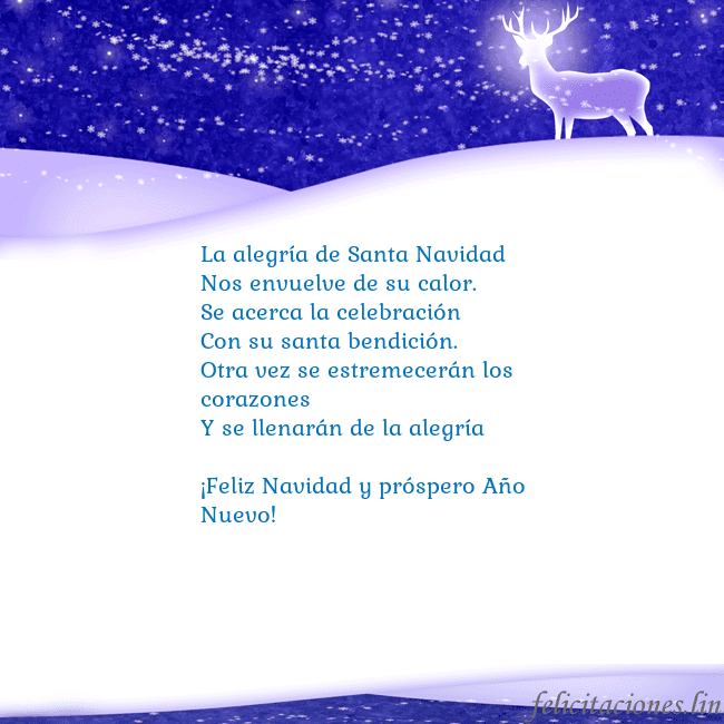 Tarjeta con con nieve y un ciervo brillante La alegría de Santa Navidad
Nos envuelve de su ca Tarjeta con con nieve y un ciervo brillante