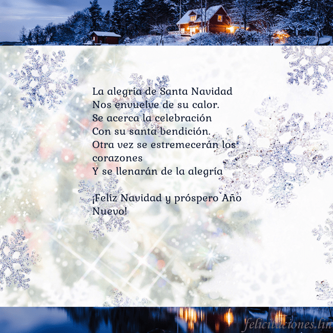 Tarjeta con copos de nieve y pueblo