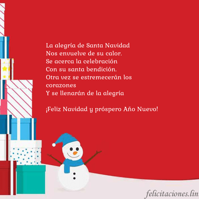 Tarjeta con regalos y muñeco de nieve La alegría de Santa Navidad
Nos envuelve de su ca Tarjeta con regalos y muñeco de nieve
