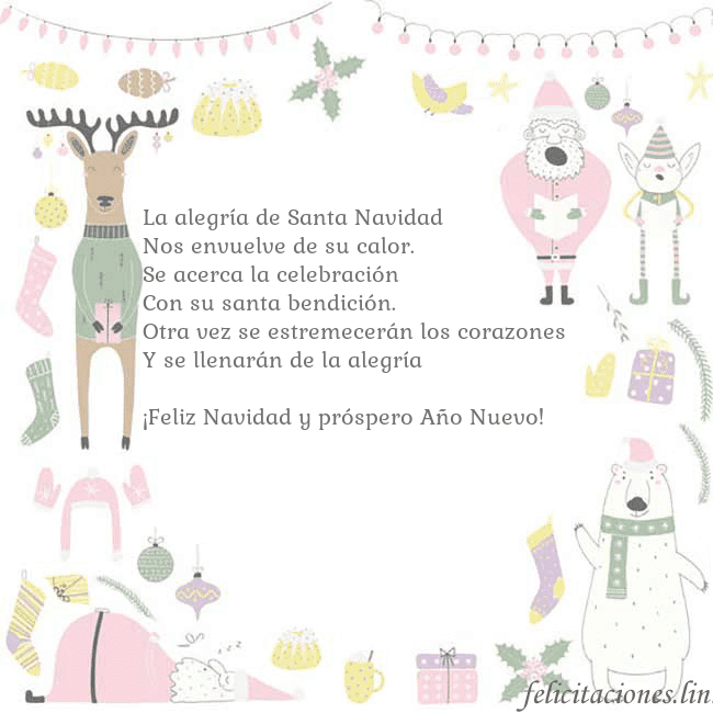 Tarjeta con un ciervo gracioso La alegría de Santa Navidad
Nos envuelve de su ca Tarjeta con un ciervo gracioso