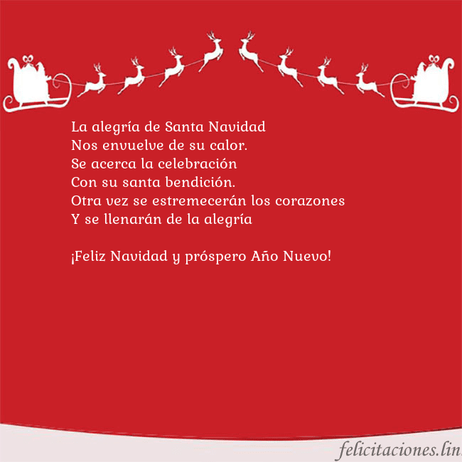 Postal roja con ciervos La alegría de Santa Navidad
Nos envuelve de su ca Postal roja con ciervos