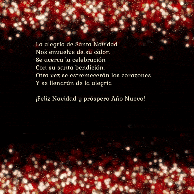Postal animada intermitente negro-rojo La alegría de Santa Navidad
Nos envuelve de su ca Postal animada intermitente negro-rojo