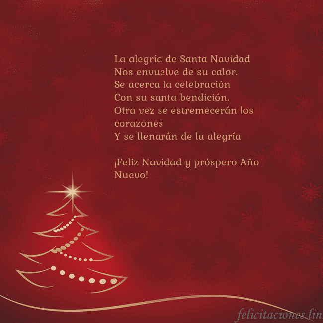 Tarjeta de Navidad roja con árbol de Navidad dorado La alegría de Santa Navidad
Nos envuelve de su ca Tarjeta de Navidad roja con árbol de Navidad dorado