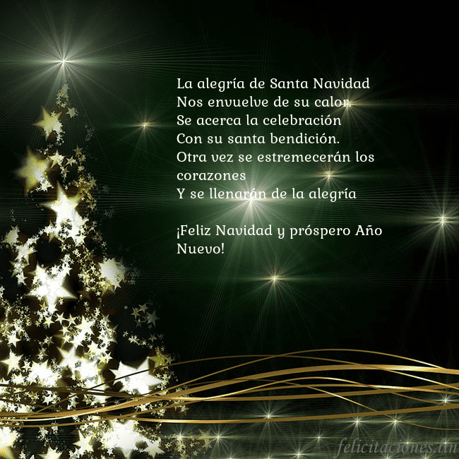 Tarjeta de Navidad verde con árbol dorado brillante La alegría de Santa Navidad
Nos envuelve de su ca Tarjeta de Navidad verde con árbol dorado brillante