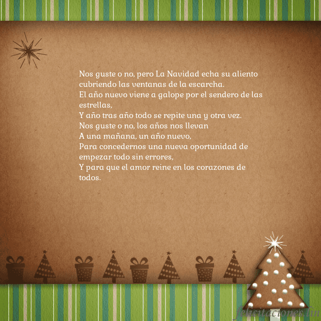 Tarjeta con un árbol de pan de jengibre Nos guste o no, pero La Navidad echa su aliento
cu Tarjeta con un árbol de pan de jengibre