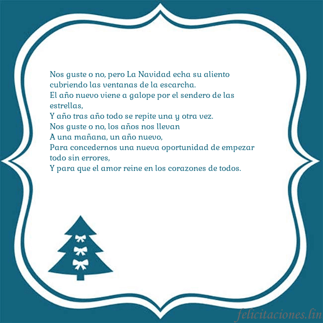 Tarjeta con un árbol de Navidad azul Nos guste o no, pero La Navidad echa su aliento
cu Tarjeta con un árbol de Navidad azul