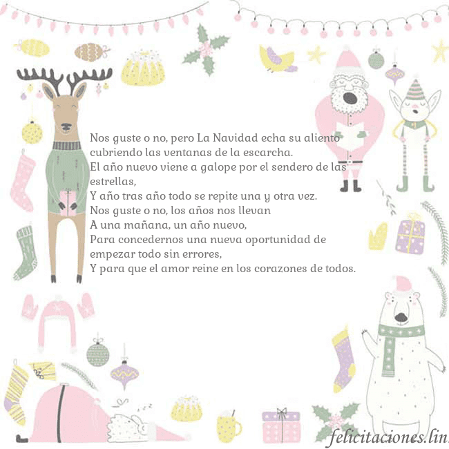 Tarjeta con un ciervo gracioso Nos guste o no, pero La Navidad echa su aliento
cu Tarjeta con un ciervo gracioso