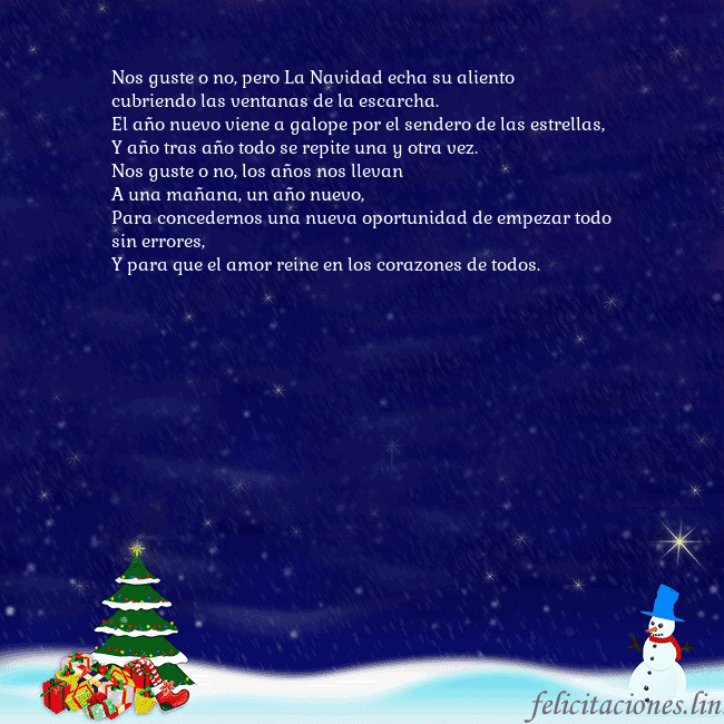 Tarjeta de felicitación con un muñeco de nieve, un árbol de Navidad y regalos Nos guste o no, pero La Navidad echa su aliento
cu Tarjeta de felicitación con un muñeco de nieve, un árbol de Navidad y regalos