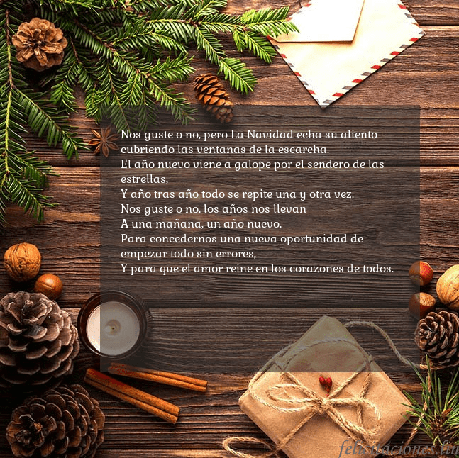 Tarjeta navideña con piñas y rama de abeto Nos guste o no, pero La Navidad echa su aliento
cu Tarjeta navideña con piñas y rama de abeto