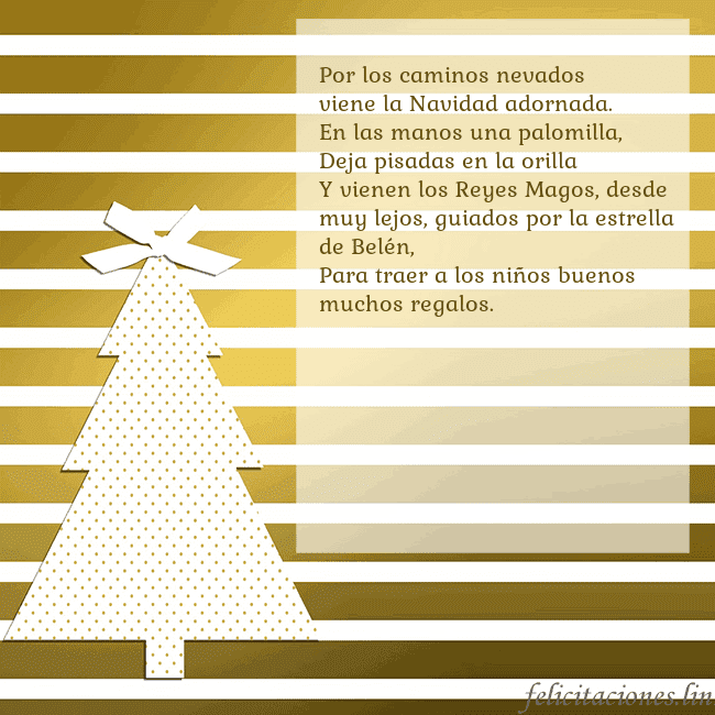Tarjeta de felicitación de árbol de Navidad dorado brillante Por los caminos nevados
viene la Navidad adornada. Tarjeta de felicitación de árbol de Navidad dorado brillante