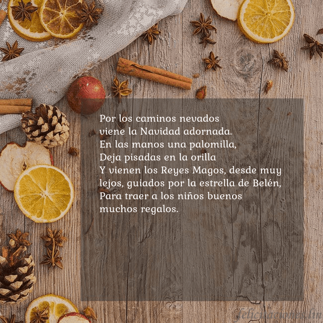 Tarjeta de felicitación con aroma navideño Por los caminos nevados
viene la Navidad adornada. Tarjeta de felicitación con aroma navideño