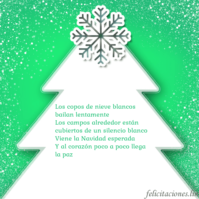 Tarjeta con un gran árbol de Navidad blanco sobre un fondo verde