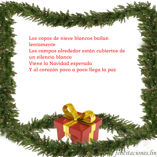 Tarjeta con ramas de abeto y regalo Los copos de nieve blancos bailan lentamente
Los Tarjeta con ramas de abeto y regalo