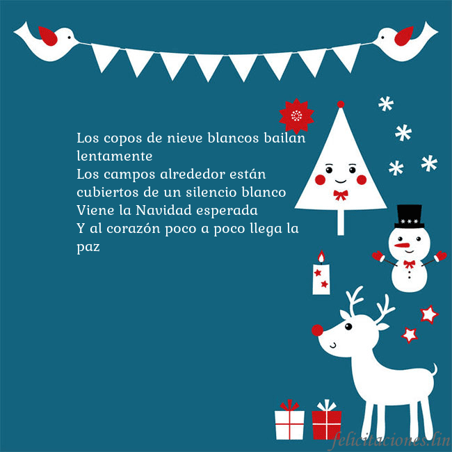 Tarjeta con alces, pájaros y árbol de Navidad Los copos de nieve blancos bailan lentamente
Los Tarjeta con alces, pájaros y árbol de Navidad