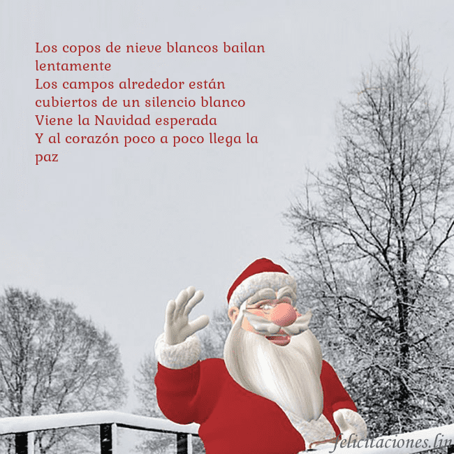 Tarjeta de felicitación con Papá Noel y árboles cubiertos de nieve Los copos de nieve blancos bailan lentamente
Los Tarjeta de felicitación con Papá Noel y árboles cubiertos de nieve