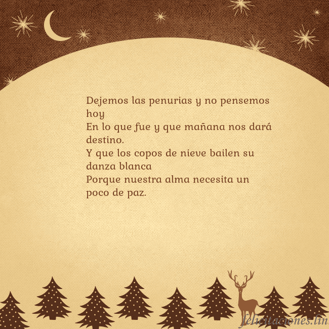 Tarjeta marrón con ciervos y abetos Dejemos las penurias y no pensemos hoy
En lo que f Tarjeta marrón con ciervos y abetos