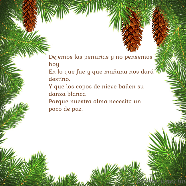 Tarjeta con conos de abeto Dejemos las penurias y no pensemos hoy
En lo que f Tarjeta con conos de abeto