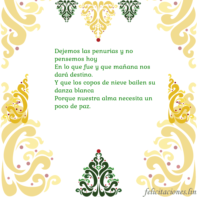 Tarjeta con adornos navideños Dejemos las penurias y no pensemos hoy
En lo que f Tarjeta con adornos navideños