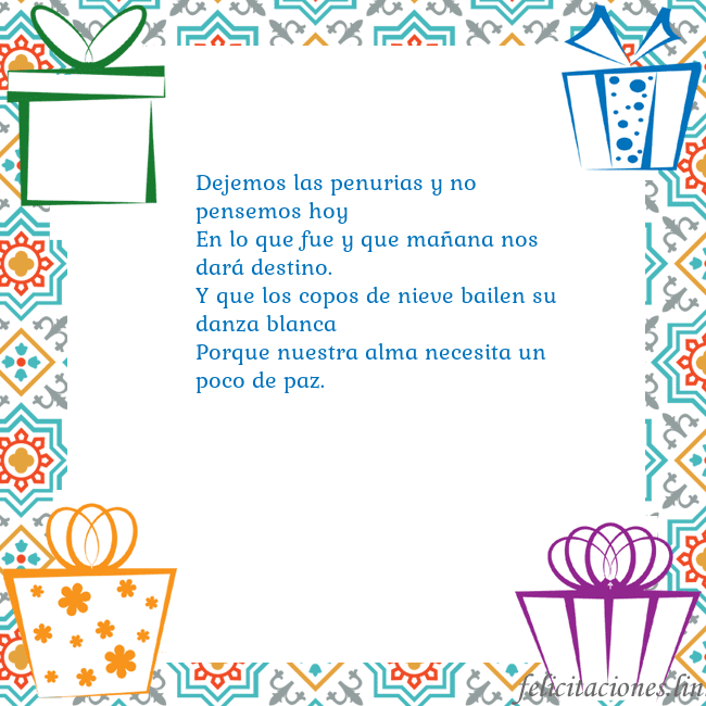 Tarjeta con regalos Dejemos las penurias y no pensemos hoy
En lo que f Tarjeta con regalos
