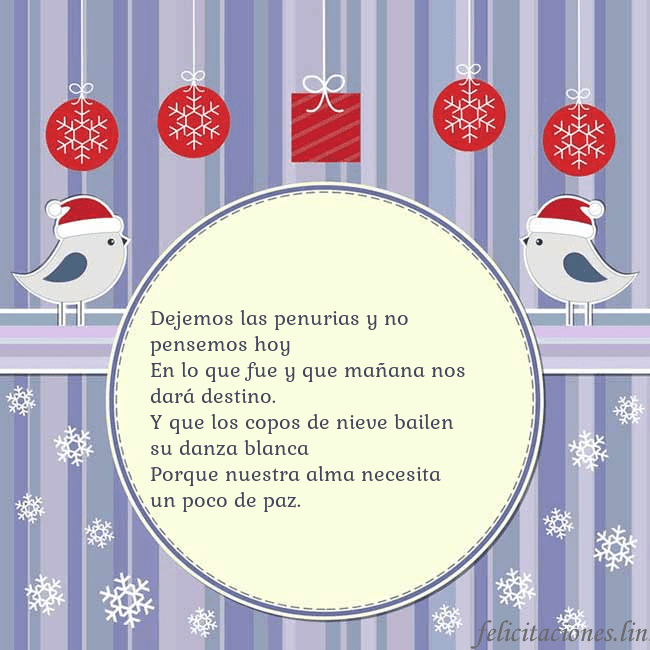 Tarjeta con pájaros navideños Dejemos las penurias y no pensemos hoy
En lo que f Tarjeta con pájaros navideños