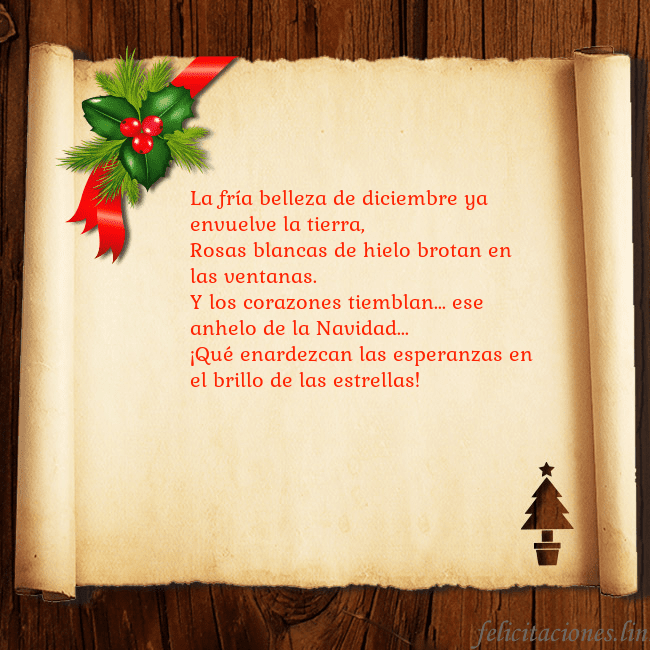 Tarjeta de Navidad sobre madera y pergamino