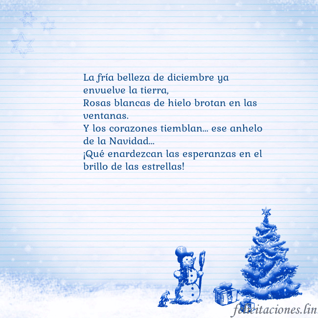 Tarjeta con un muñeco de nieve azul y un árbol de Navidad La fría belleza de diciembre ya envuelve la tierra Tarjeta con un muñeco de nieve azul y un árbol de Navidad